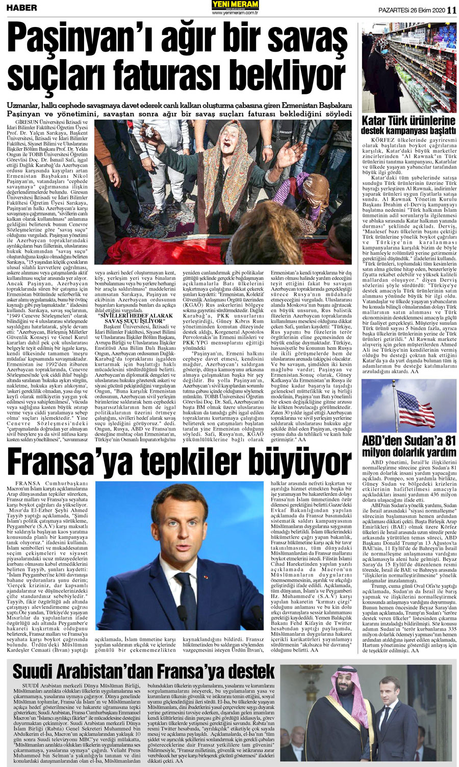 26 Ekim 2020 Yeni Meram Gazetesi