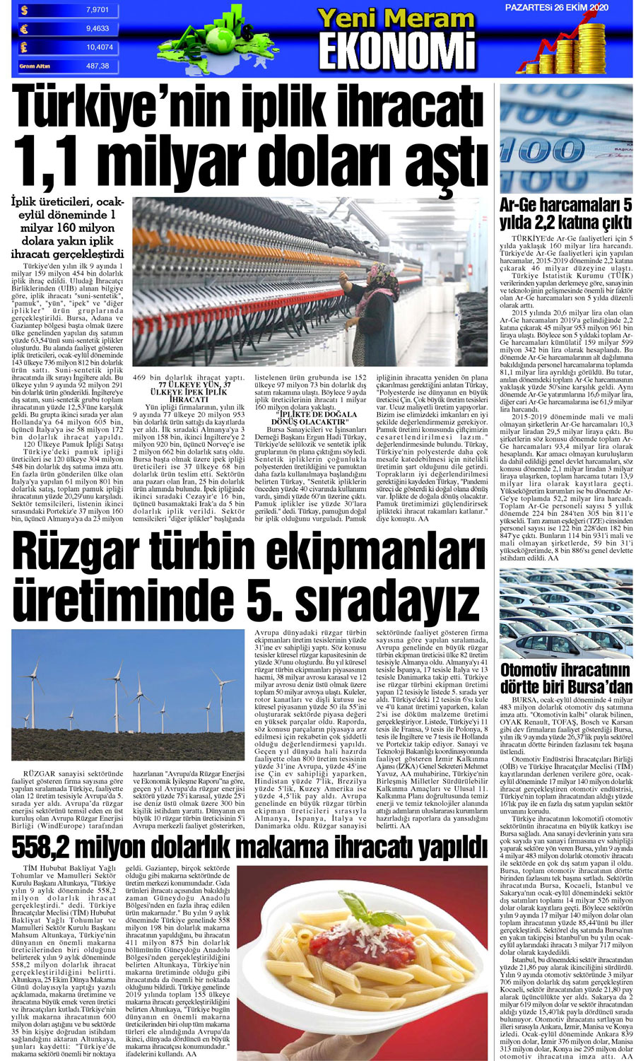 26 Ekim 2020 Yeni Meram Gazetesi