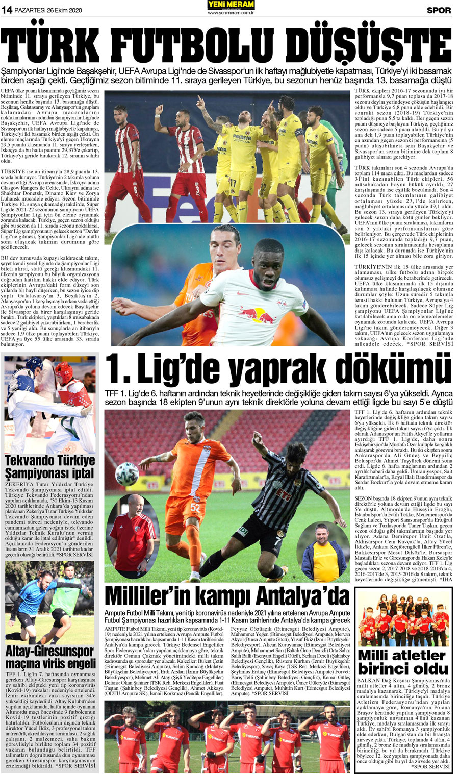 26 Ekim 2020 Yeni Meram Gazetesi