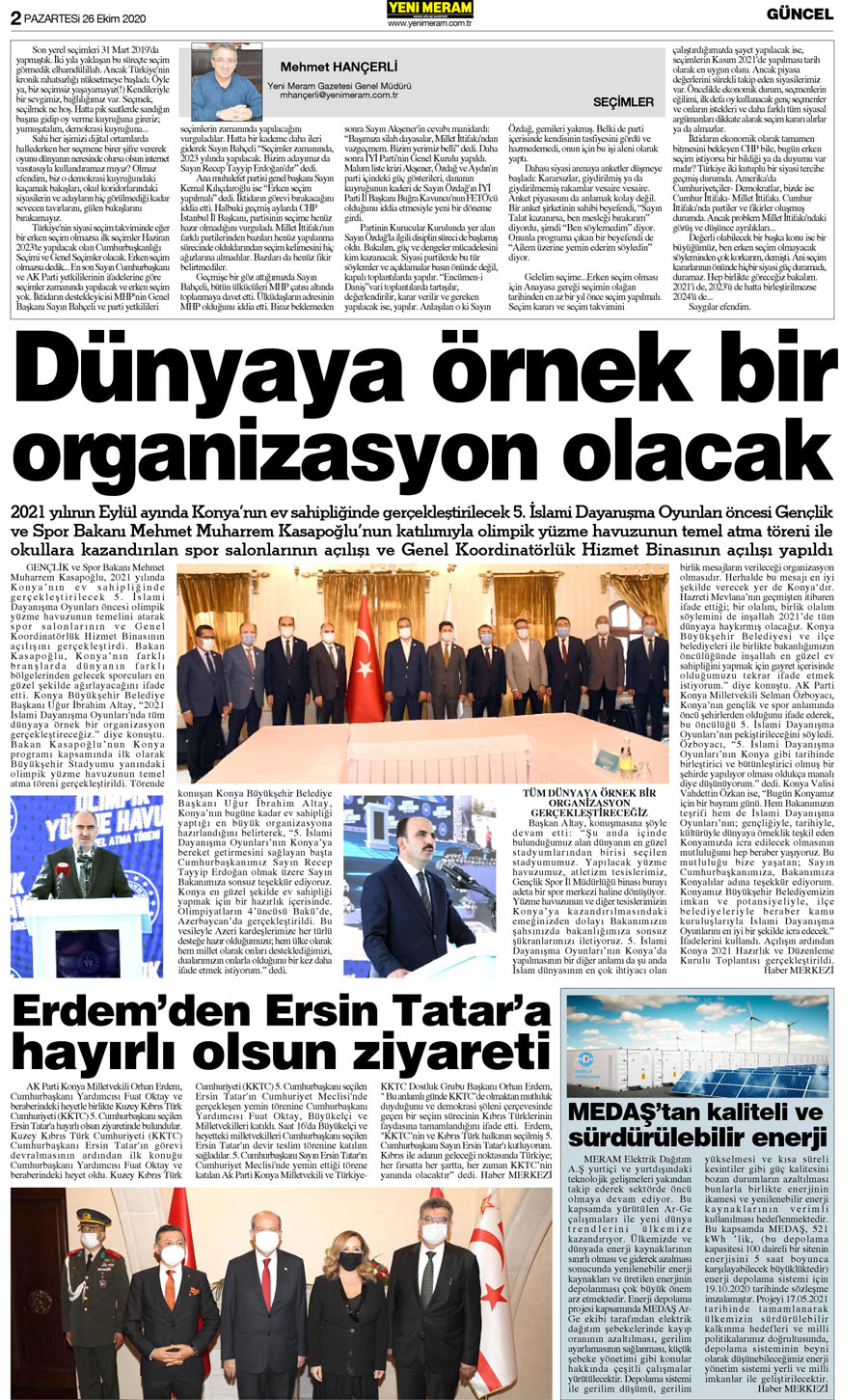 26 Ekim 2020 Yeni Meram Gazetesi