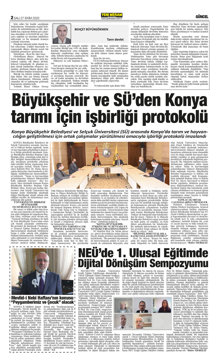 27 Ekim 2020 Yeni Meram Gazetesi