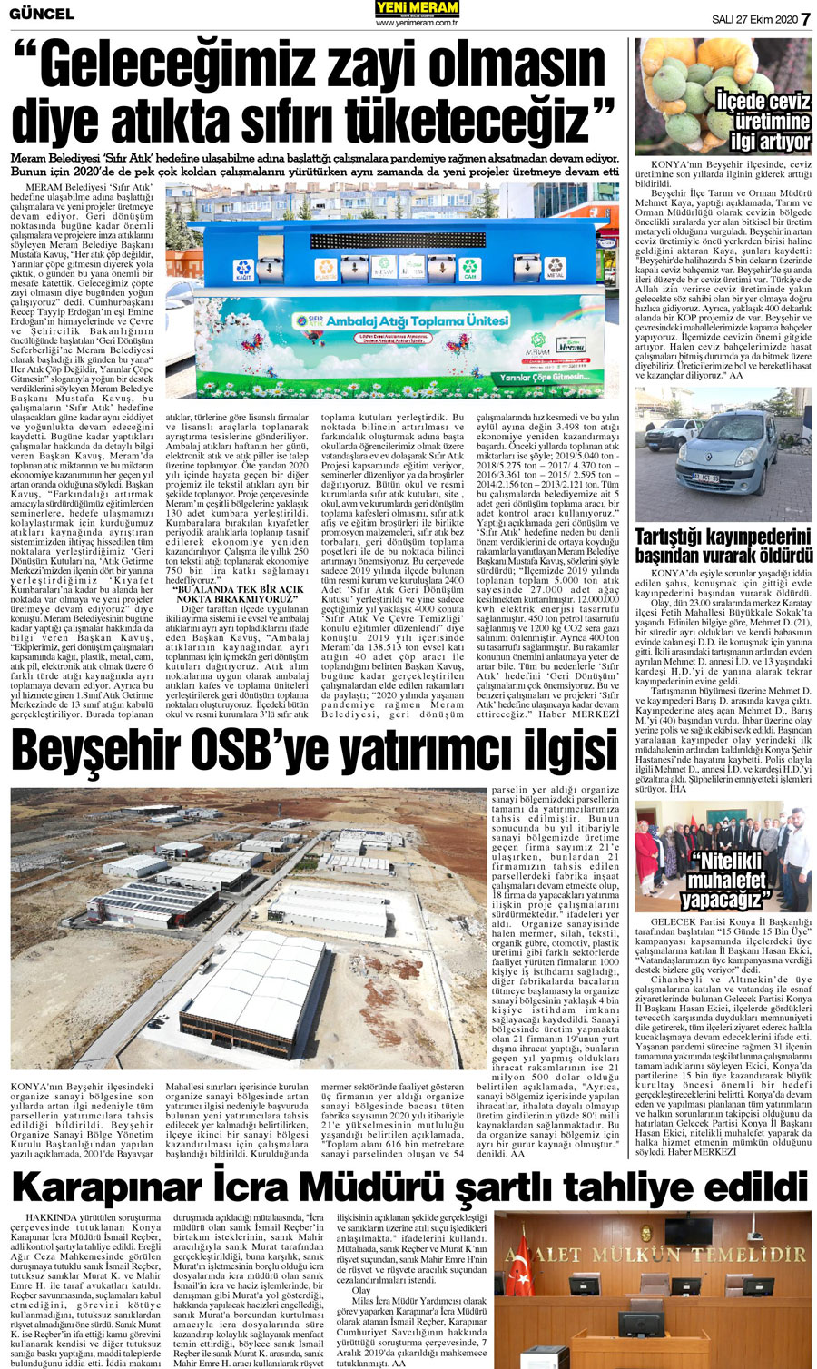 27 Ekim 2020 Yeni Meram Gazetesi