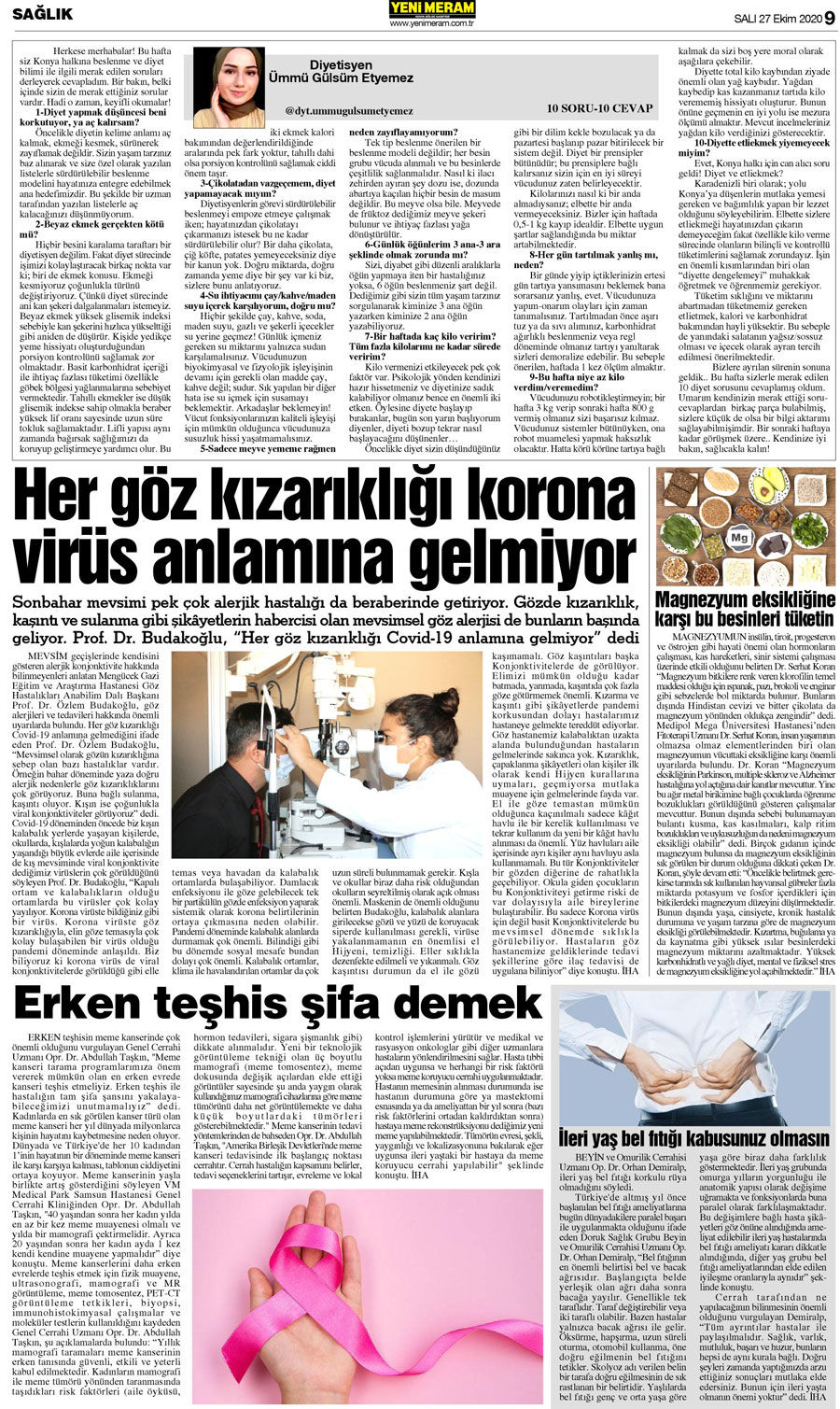 27 Ekim 2020 Yeni Meram Gazetesi