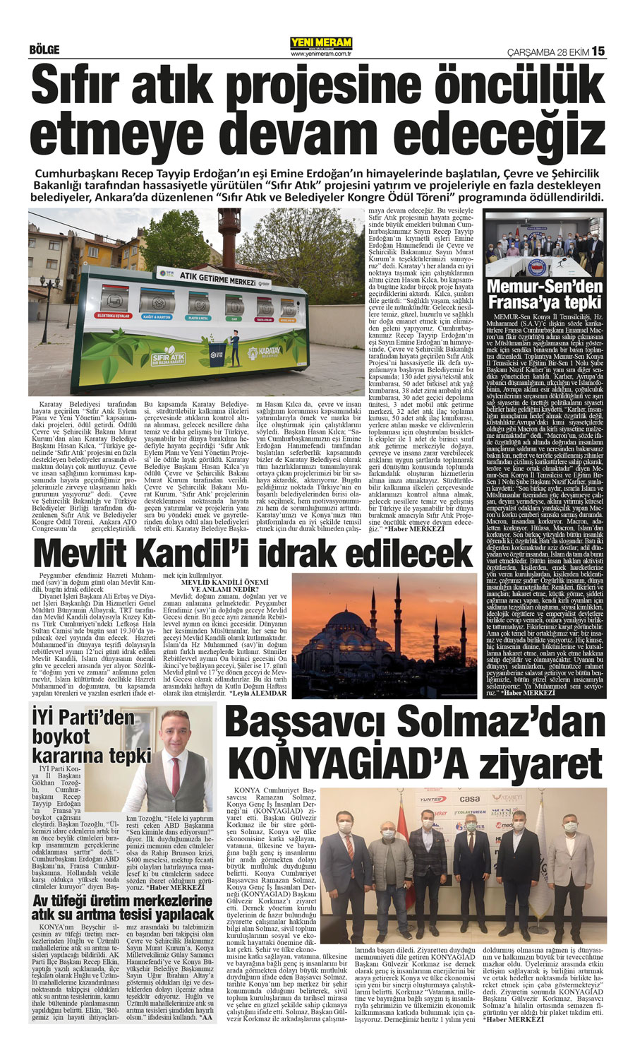 28 Ekim 2020 Yeni Meram Gazetesi