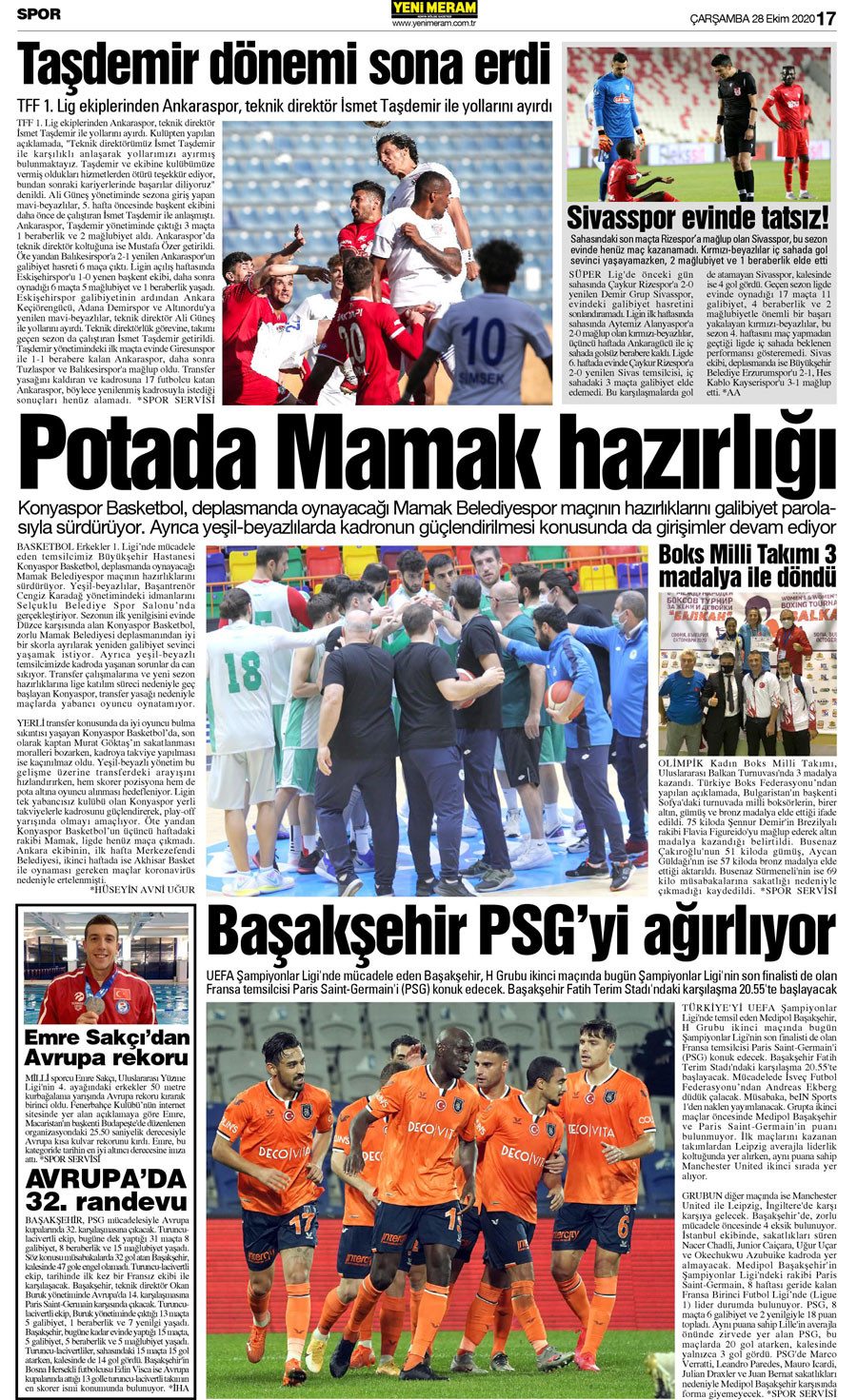 28 Ekim 2020 Yeni Meram Gazetesi