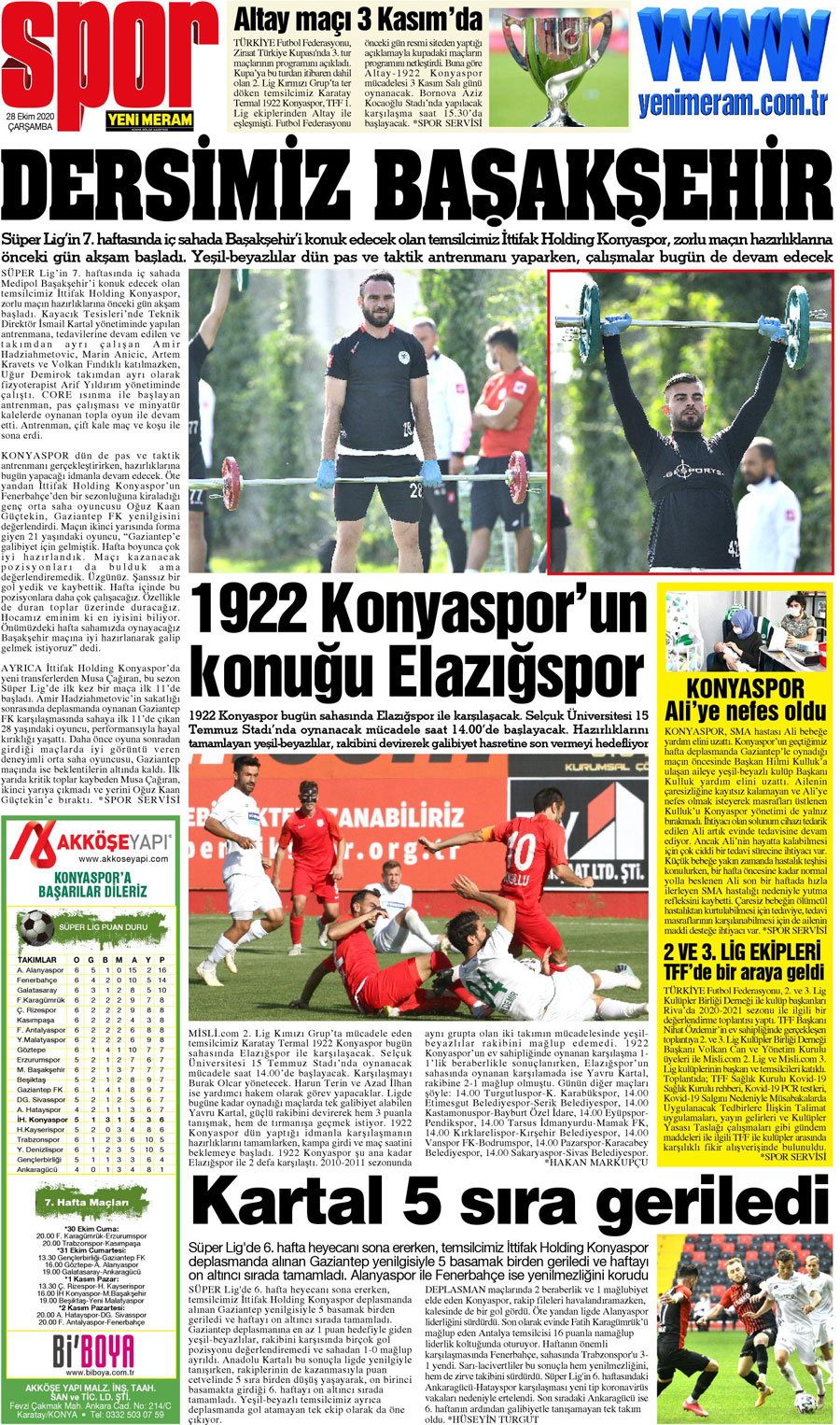 28 Ekim 2020 Yeni Meram Gazetesi