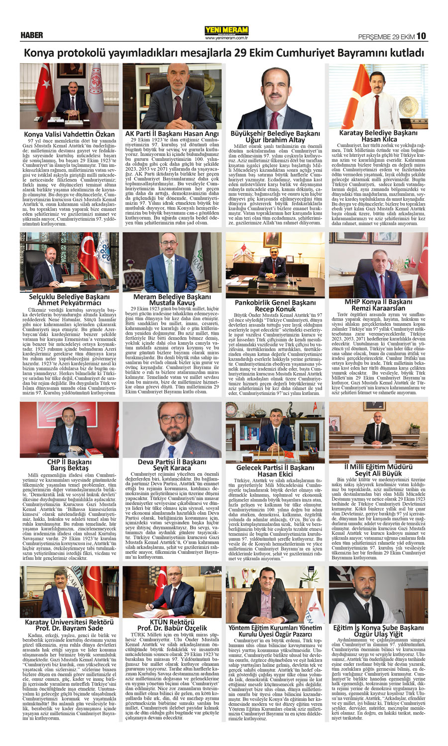 29 Ekim 2020 Yeni Meram Gazetesi