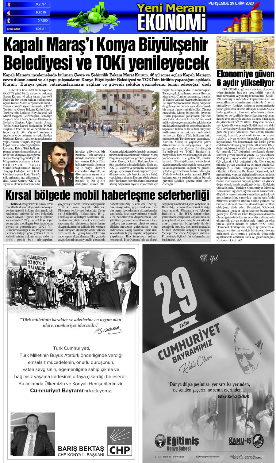 29 Ekim 2020 Yeni Meram Gazetesi