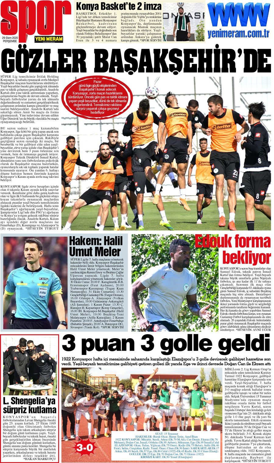 29 Ekim 2020 Yeni Meram Gazetesi