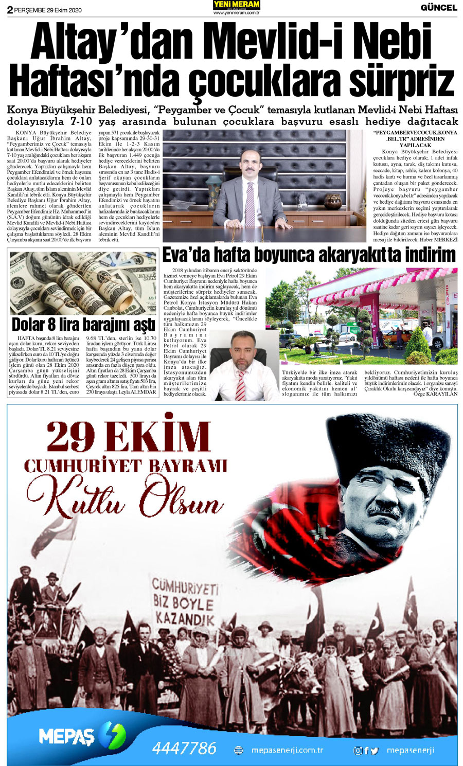 29 Ekim 2020 Yeni Meram Gazetesi