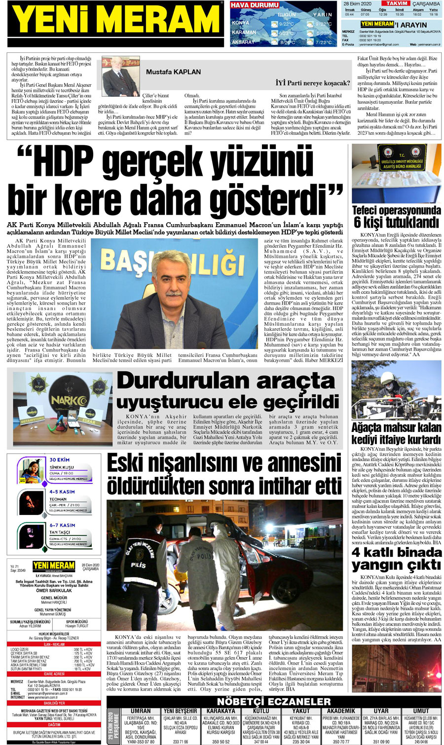 29 Ekim 2020 Yeni Meram Gazetesi