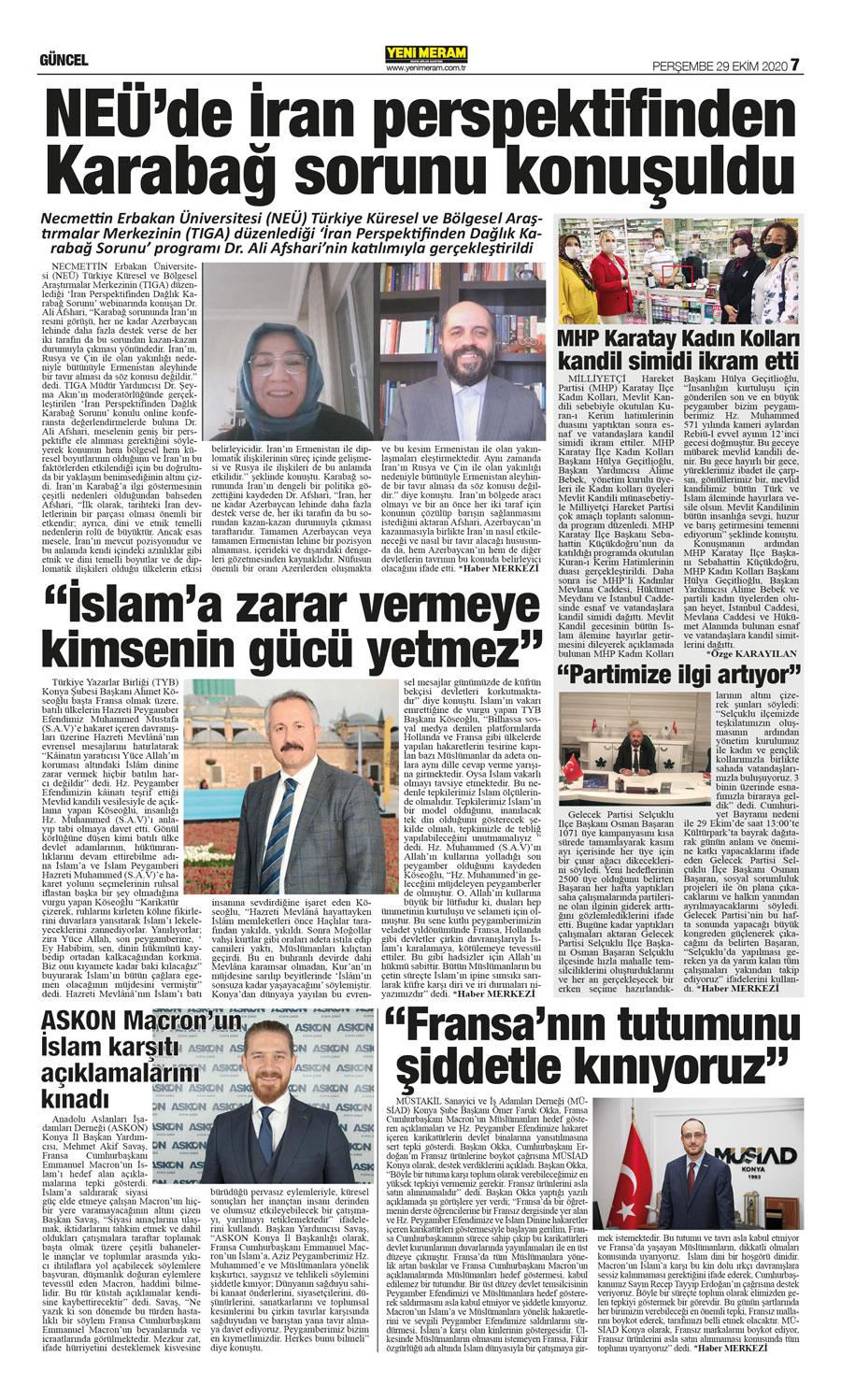 29 Ekim 2020 Yeni Meram Gazetesi