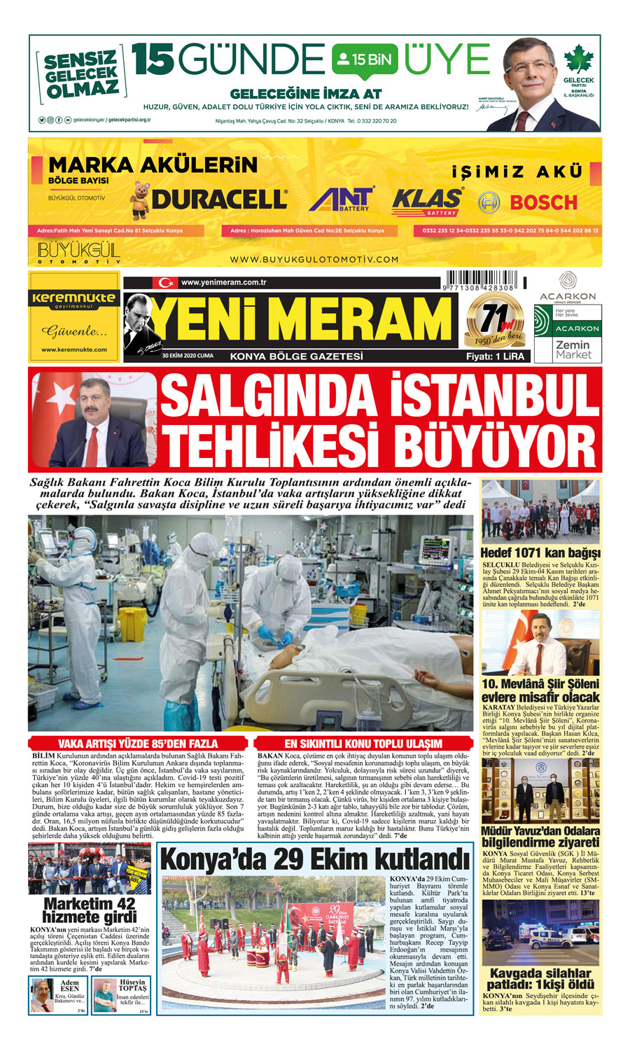 30 Ekim 2020 Yeni Meram Gazetesi