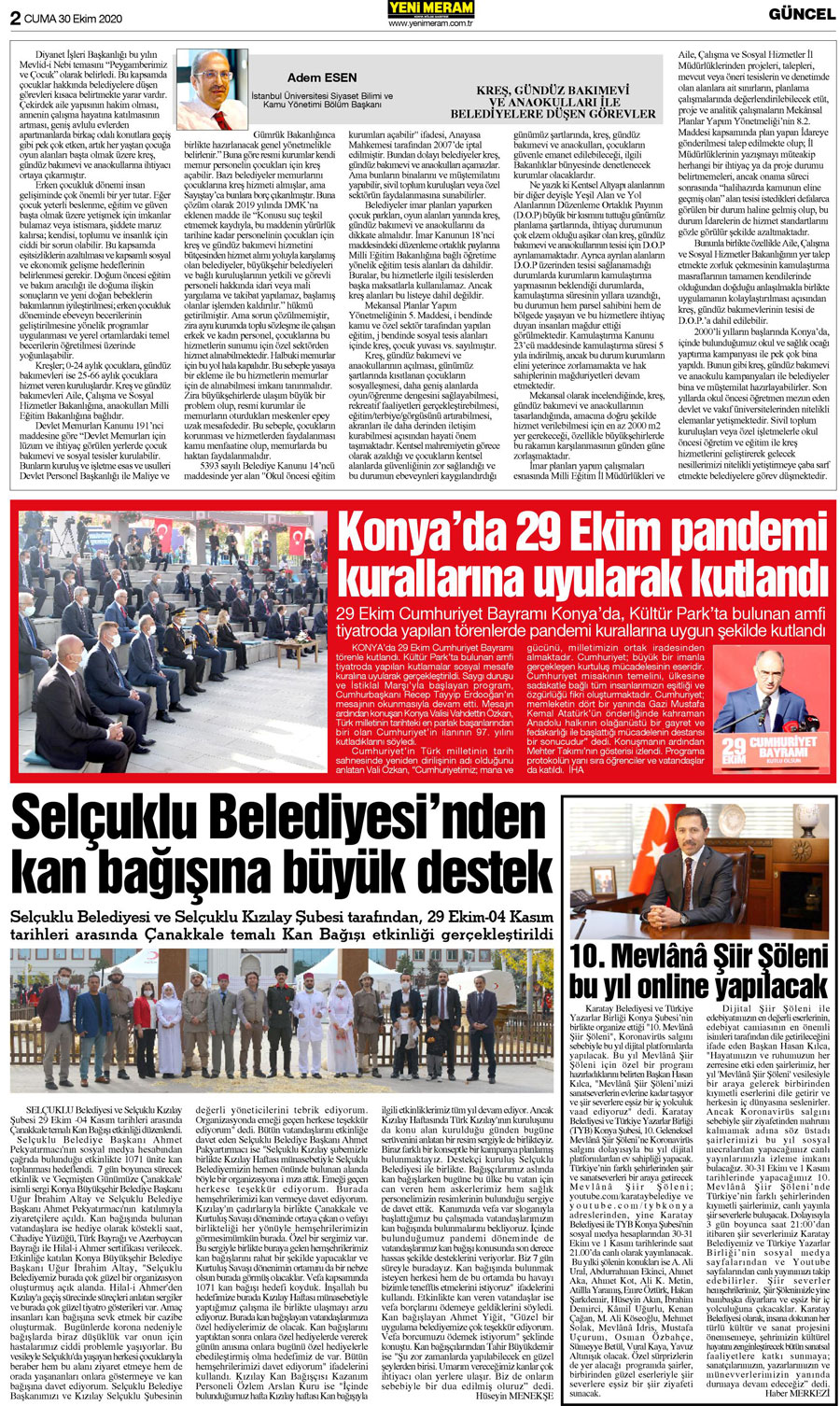 30 Ekim 2020 Yeni Meram Gazetesi