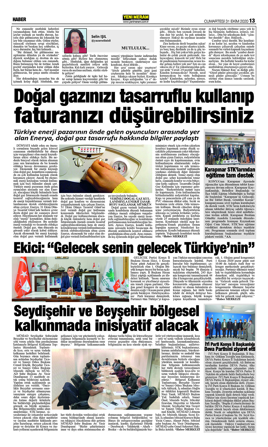 31 Ekim 2020 Yeni Meram Gazetesi