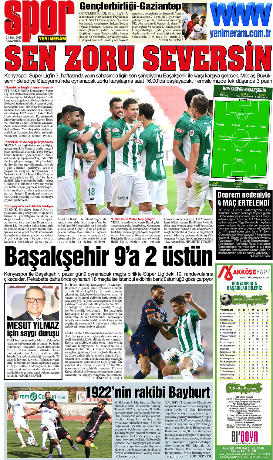 31 Ekim 2020 Yeni Meram Gazetesi