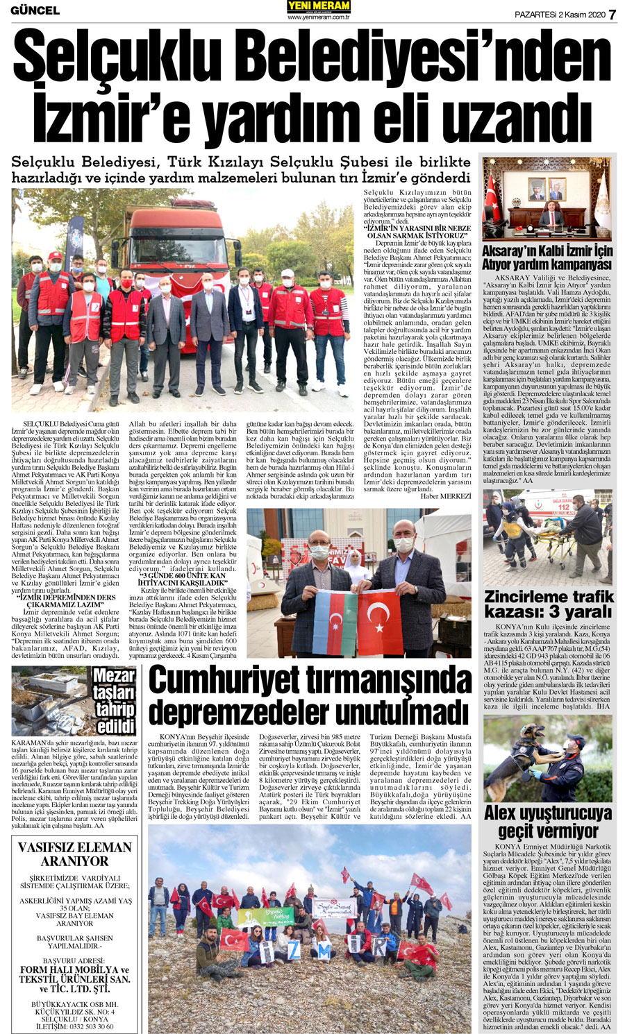 2 Kasım 2020 Yeni Meram Gazetesi