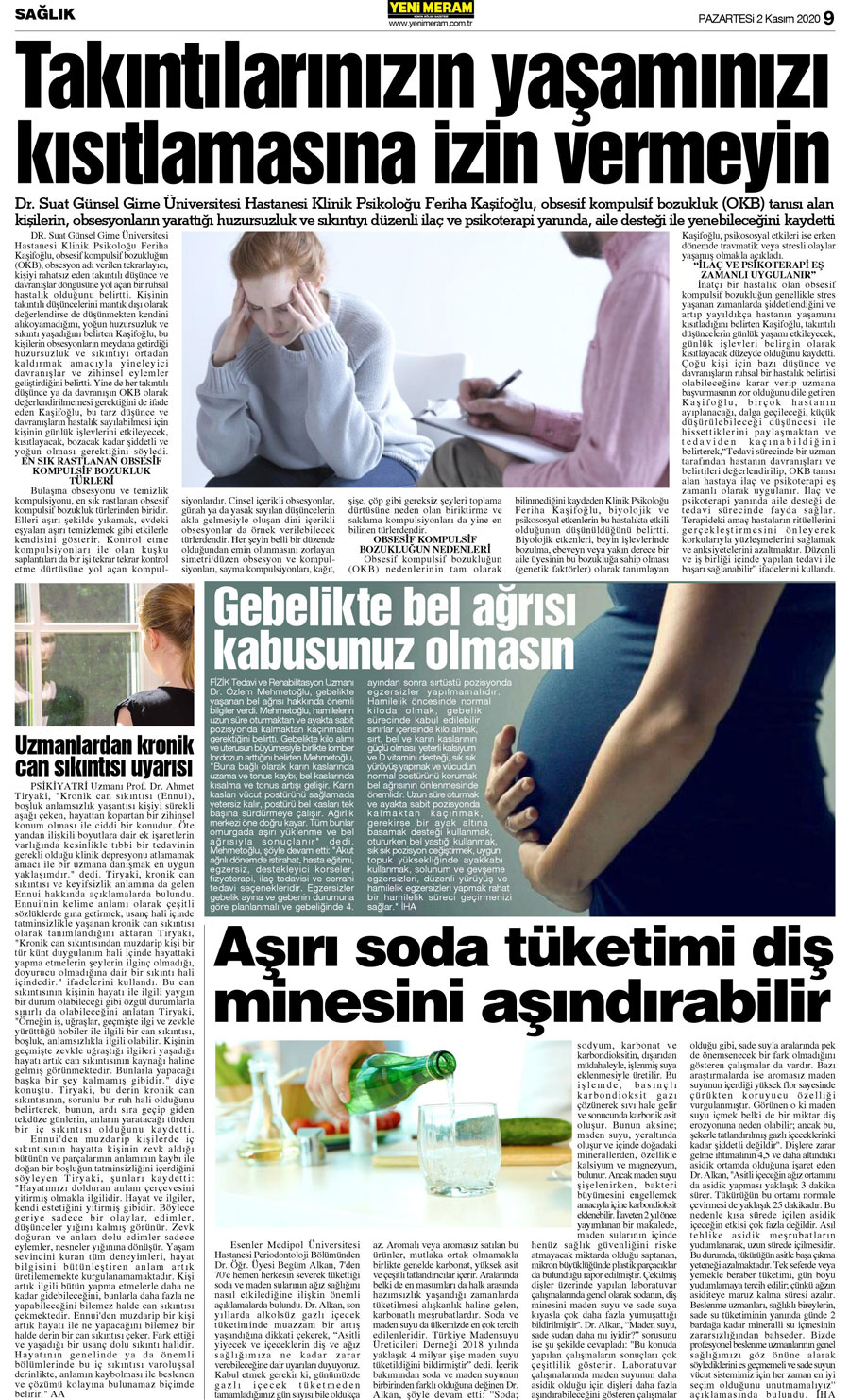 2 Kasım 2020 Yeni Meram Gazetesi