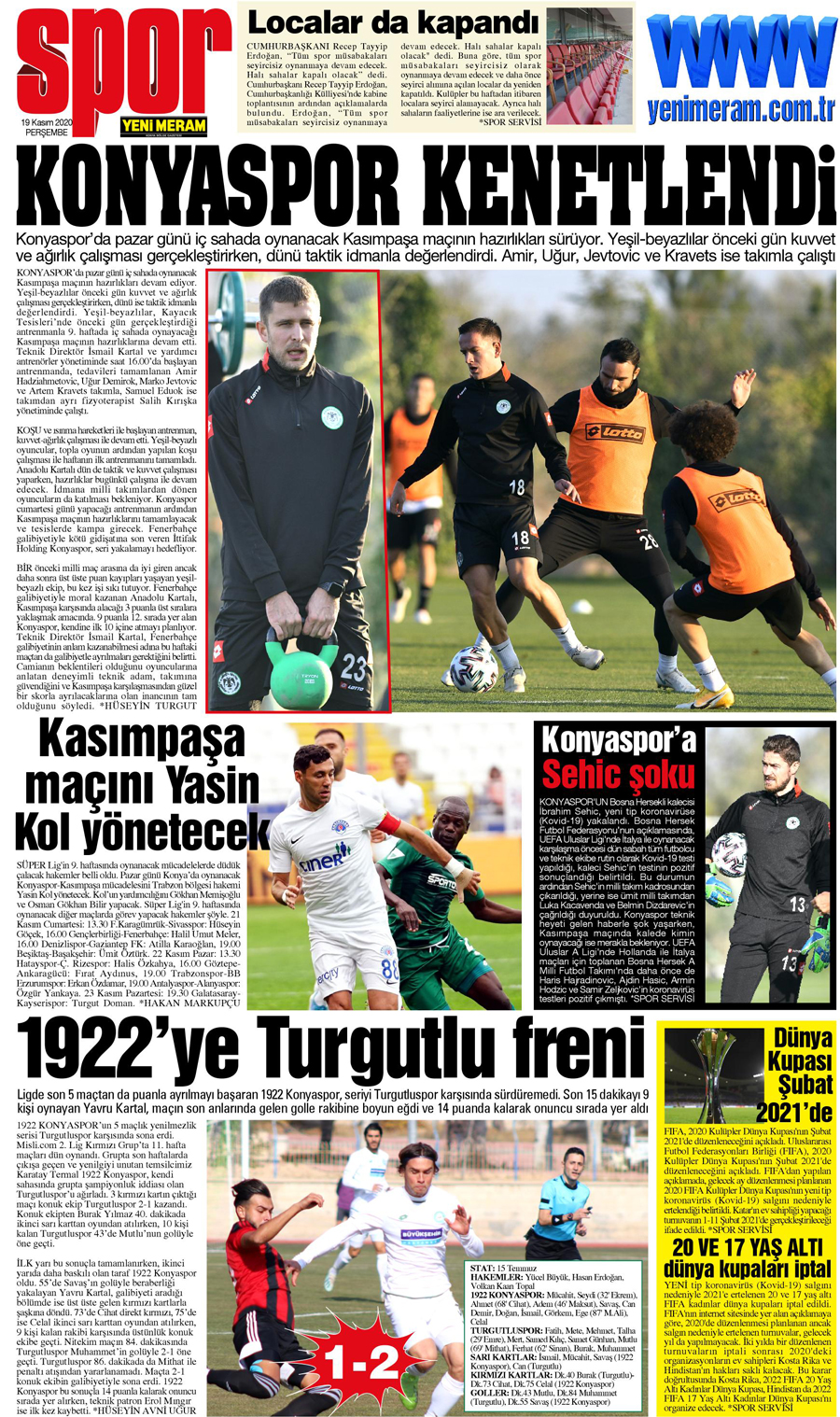 19 Kasım 2020 Yeni Meram Gazetesi