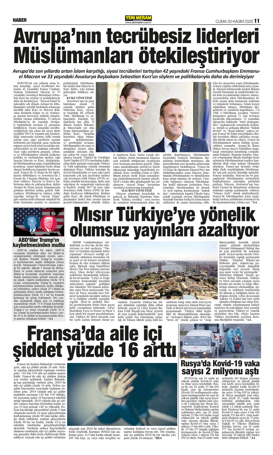 20 Kasım 2020 Yeni Meram Gazetesi