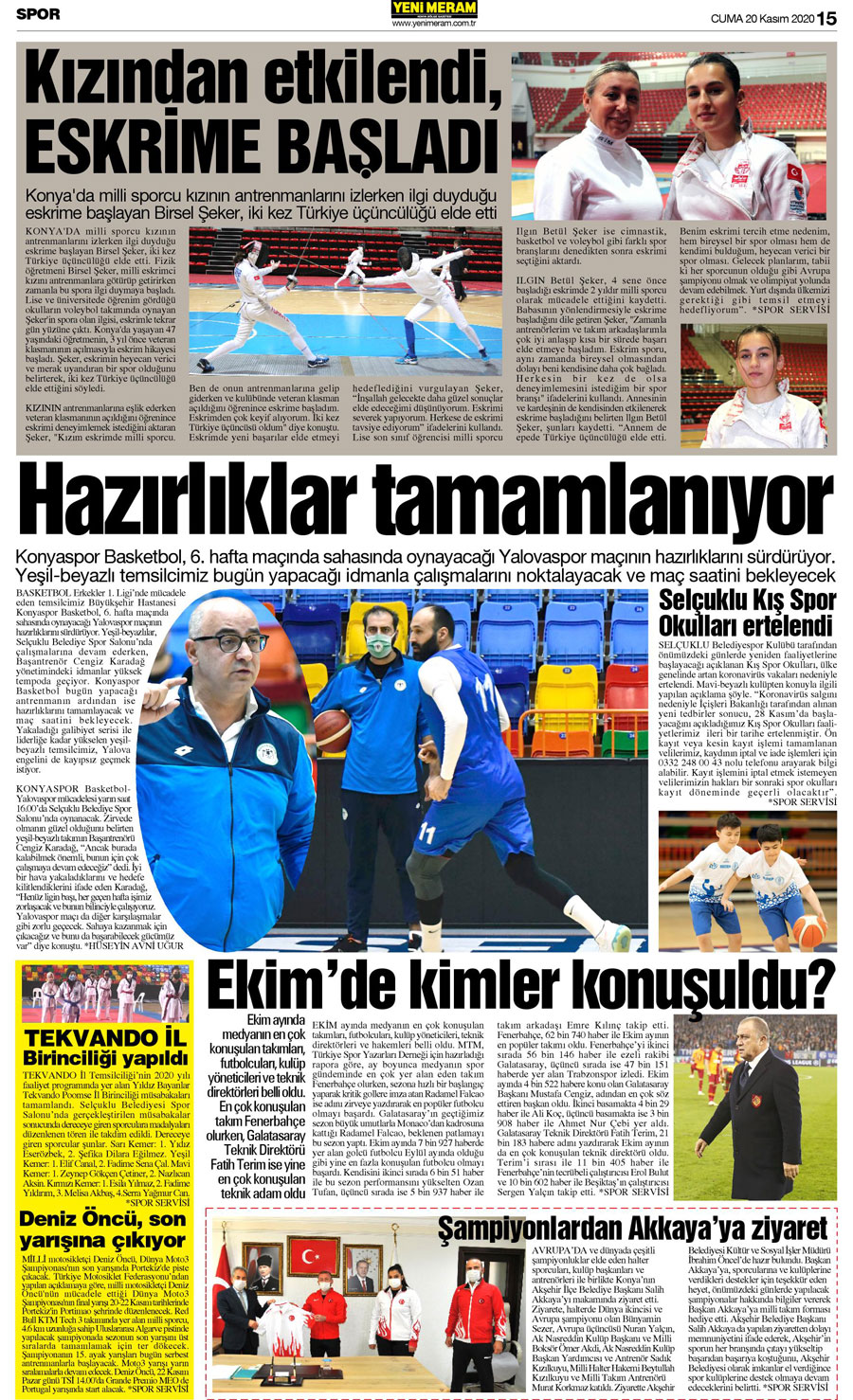 20 Kasım 2020 Yeni Meram Gazetesi