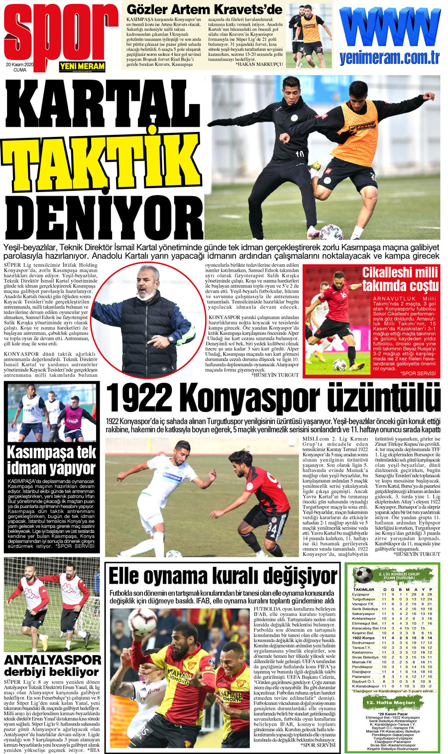 20 Kasım 2020 Yeni Meram Gazetesi