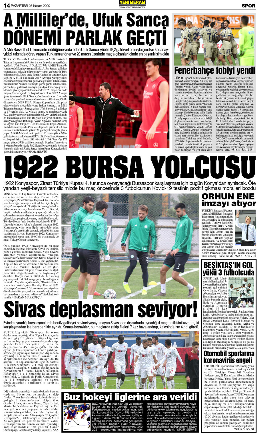 23 Kasım 2020 Yeni Meram Gazetesi