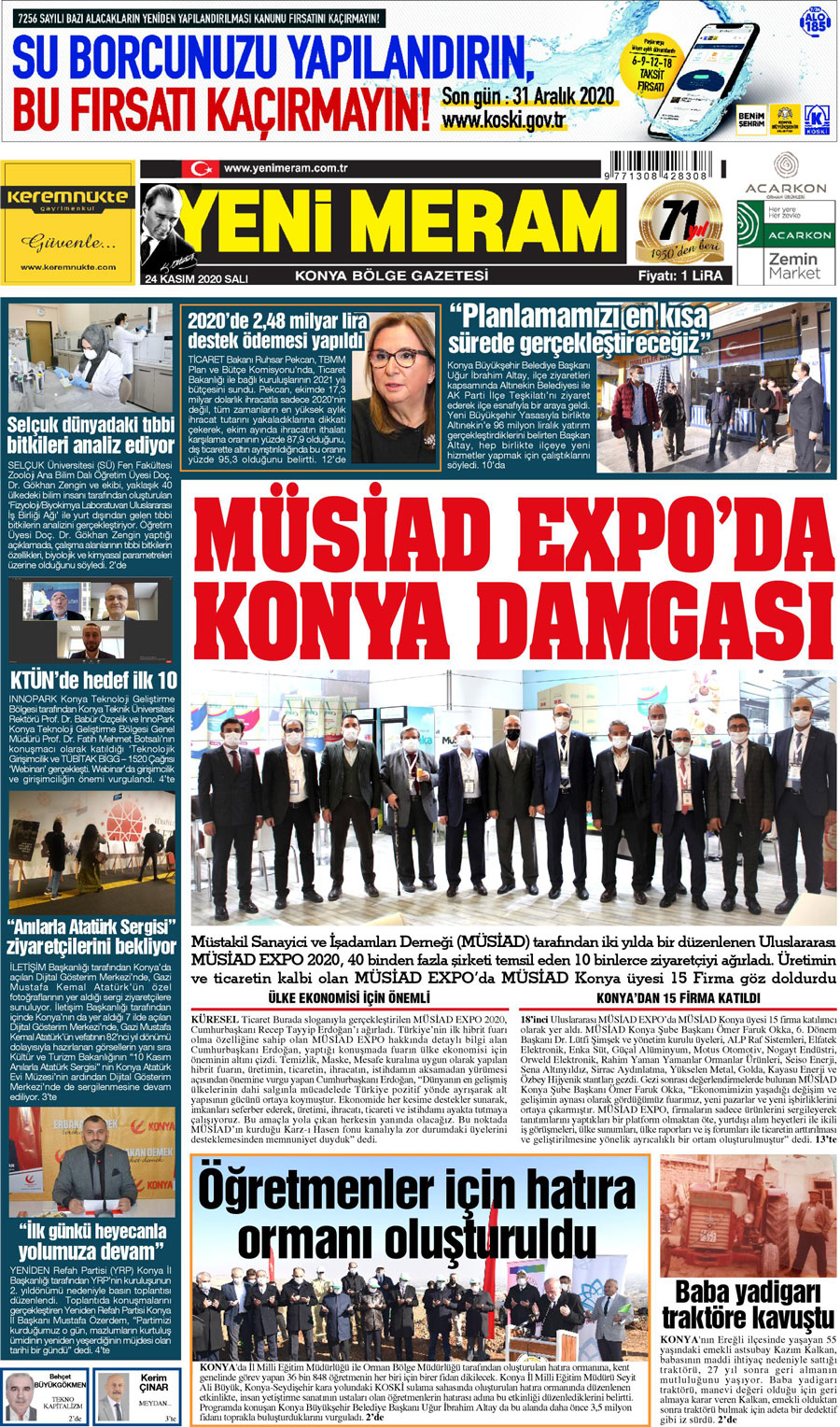 24 Kasım 2020 Yeni Meram Gazetesi