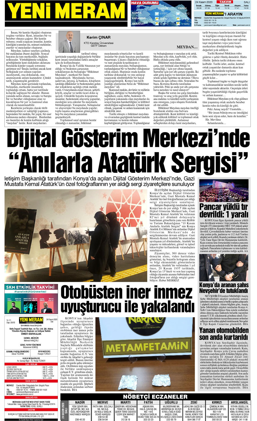 24 Kasım 2020 Yeni Meram Gazetesi