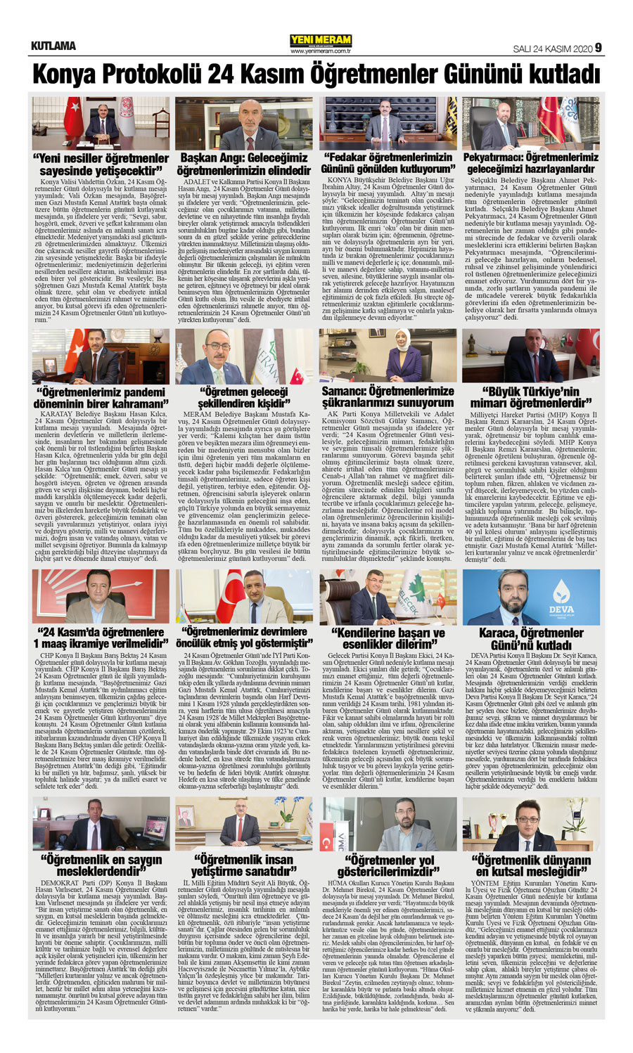 24 Kasım 2020 Yeni Meram Gazetesi