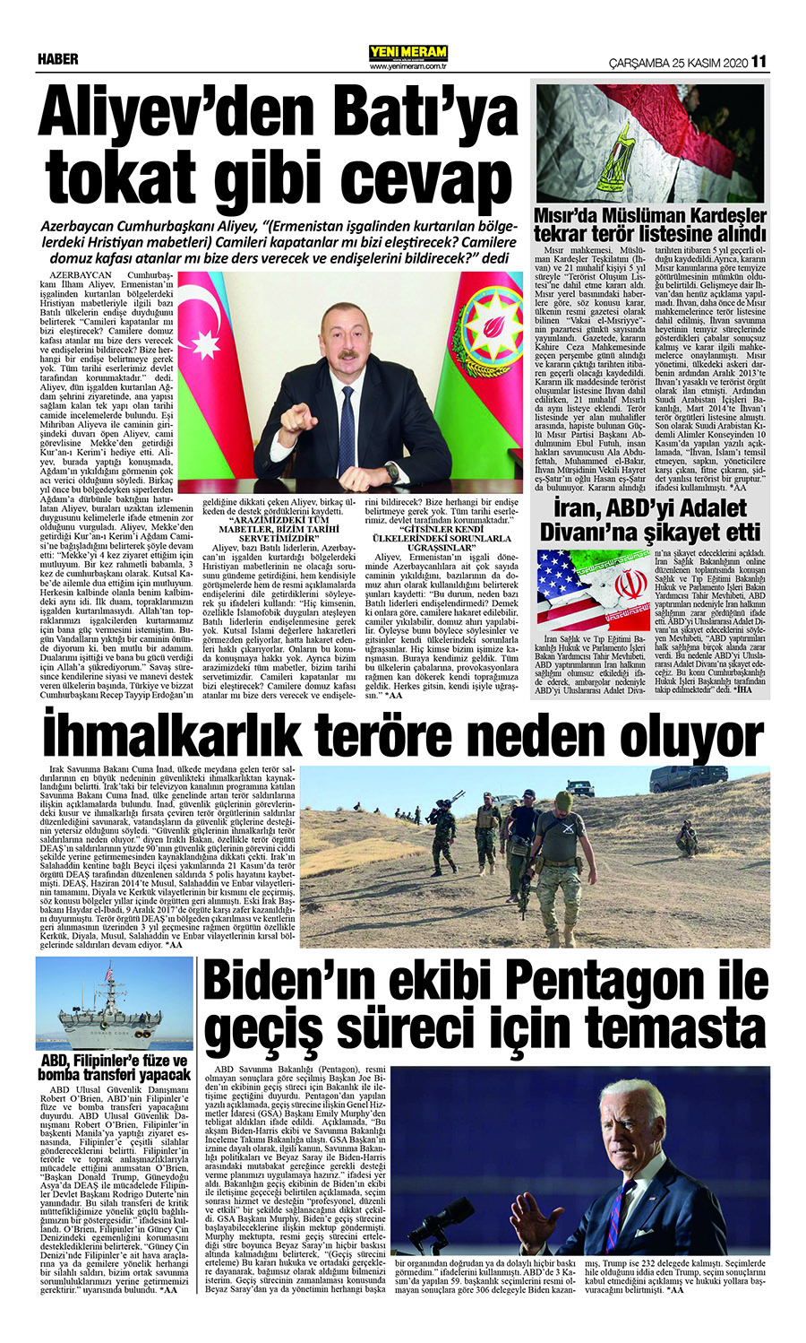 25 Kasım 2020 Yeni Meram Gazetesi