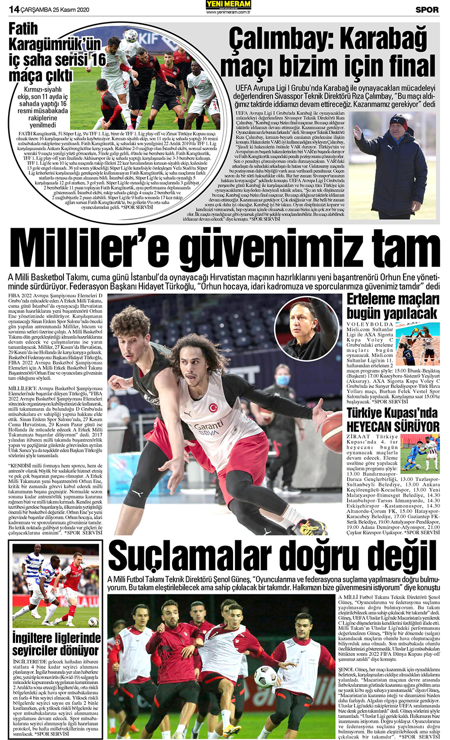 25 Kasım 2020 Yeni Meram Gazetesi