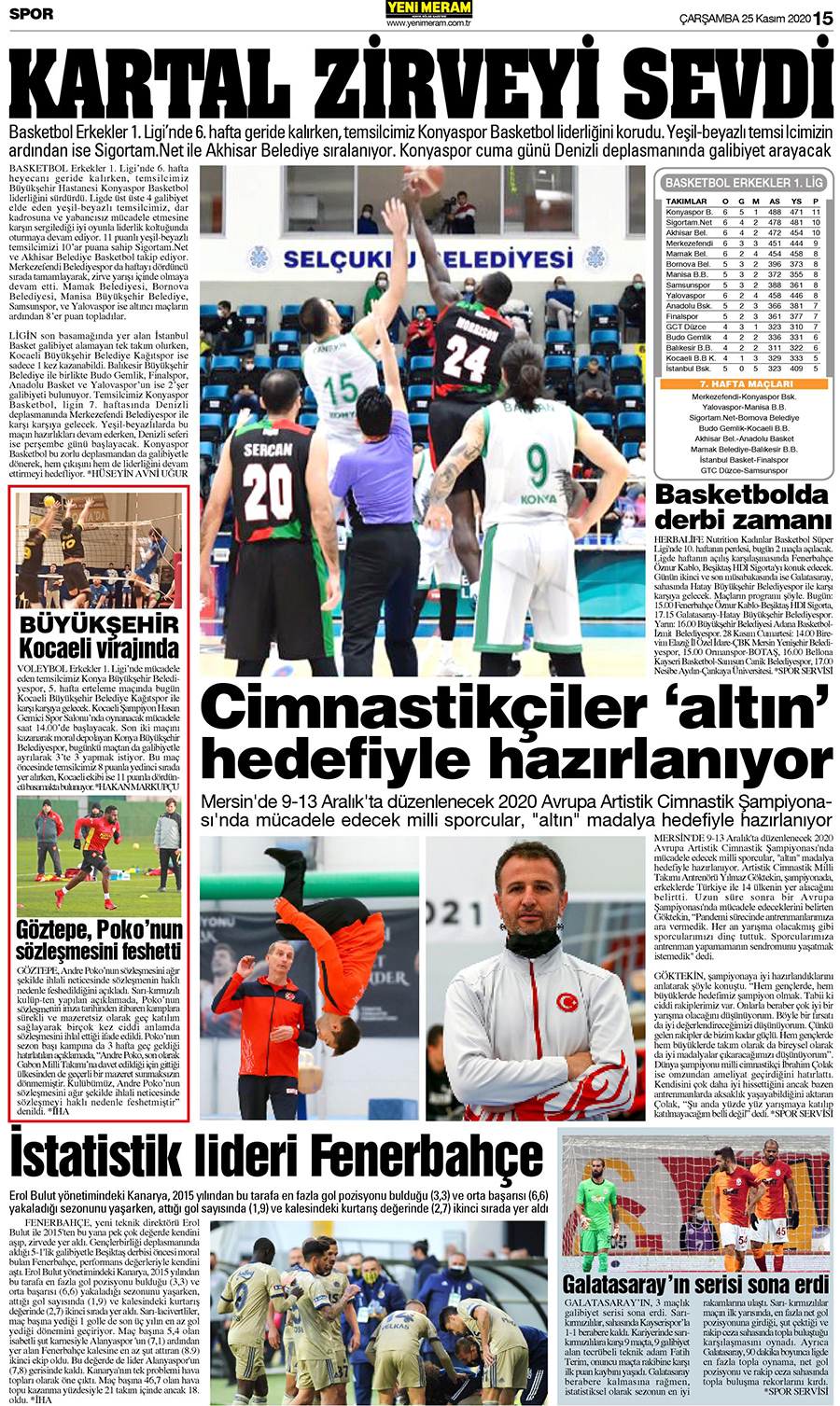 25 Kasım 2020 Yeni Meram Gazetesi