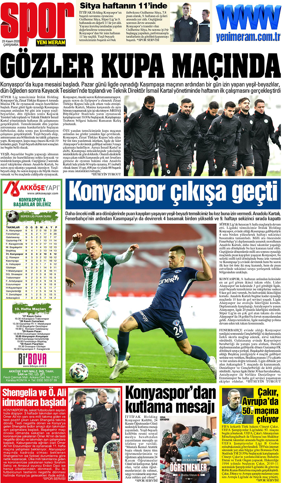 25 Kasım 2020 Yeni Meram Gazetesi