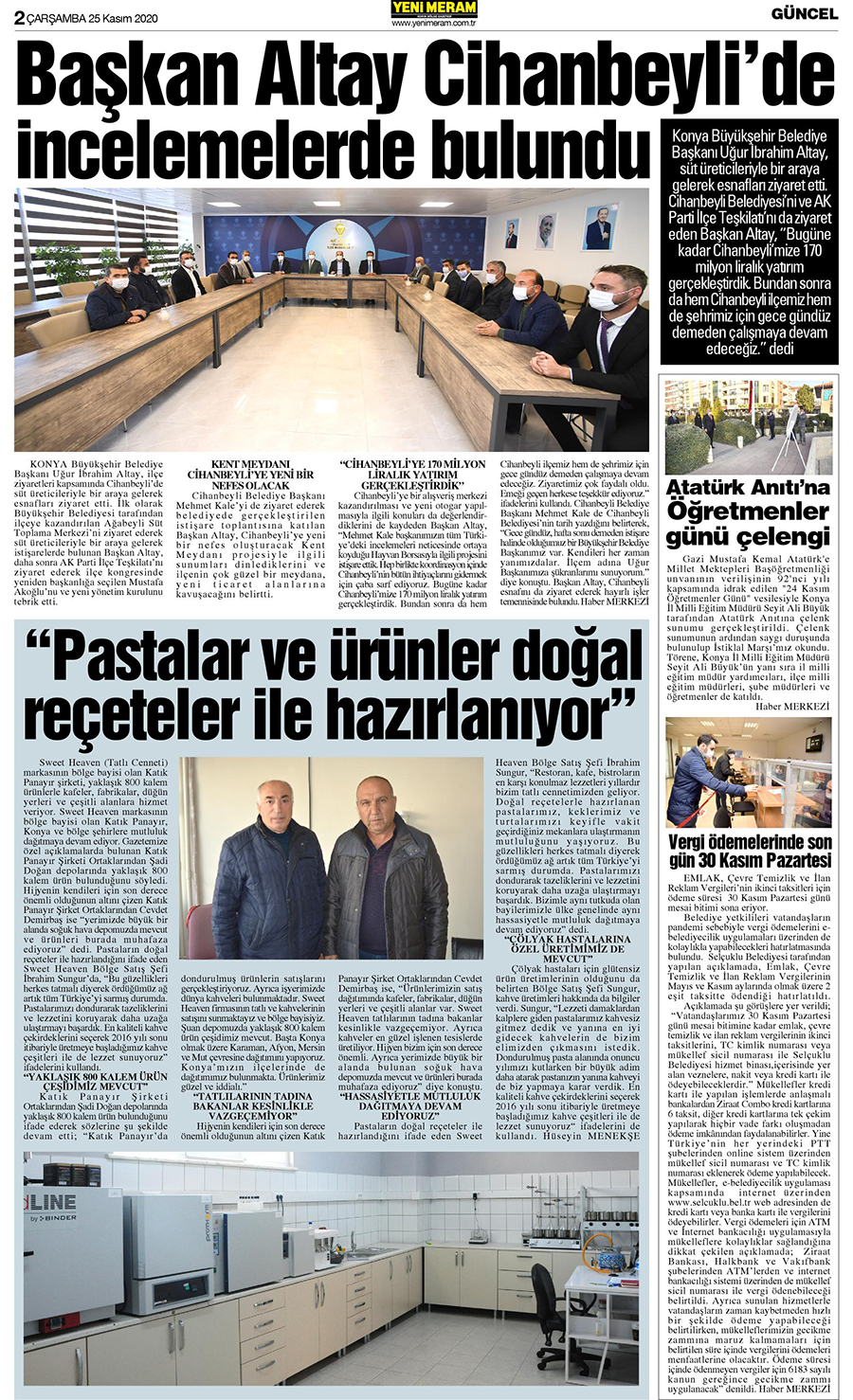 25 Kasım 2020 Yeni Meram Gazetesi