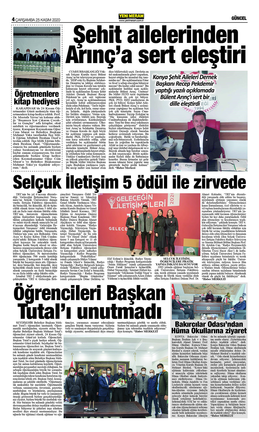 25 Kasım 2020 Yeni Meram Gazetesi