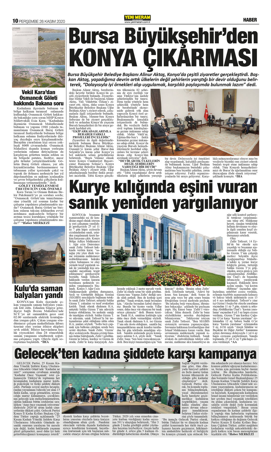 26 Kasım 2020 Yeni Meram Gazetesi