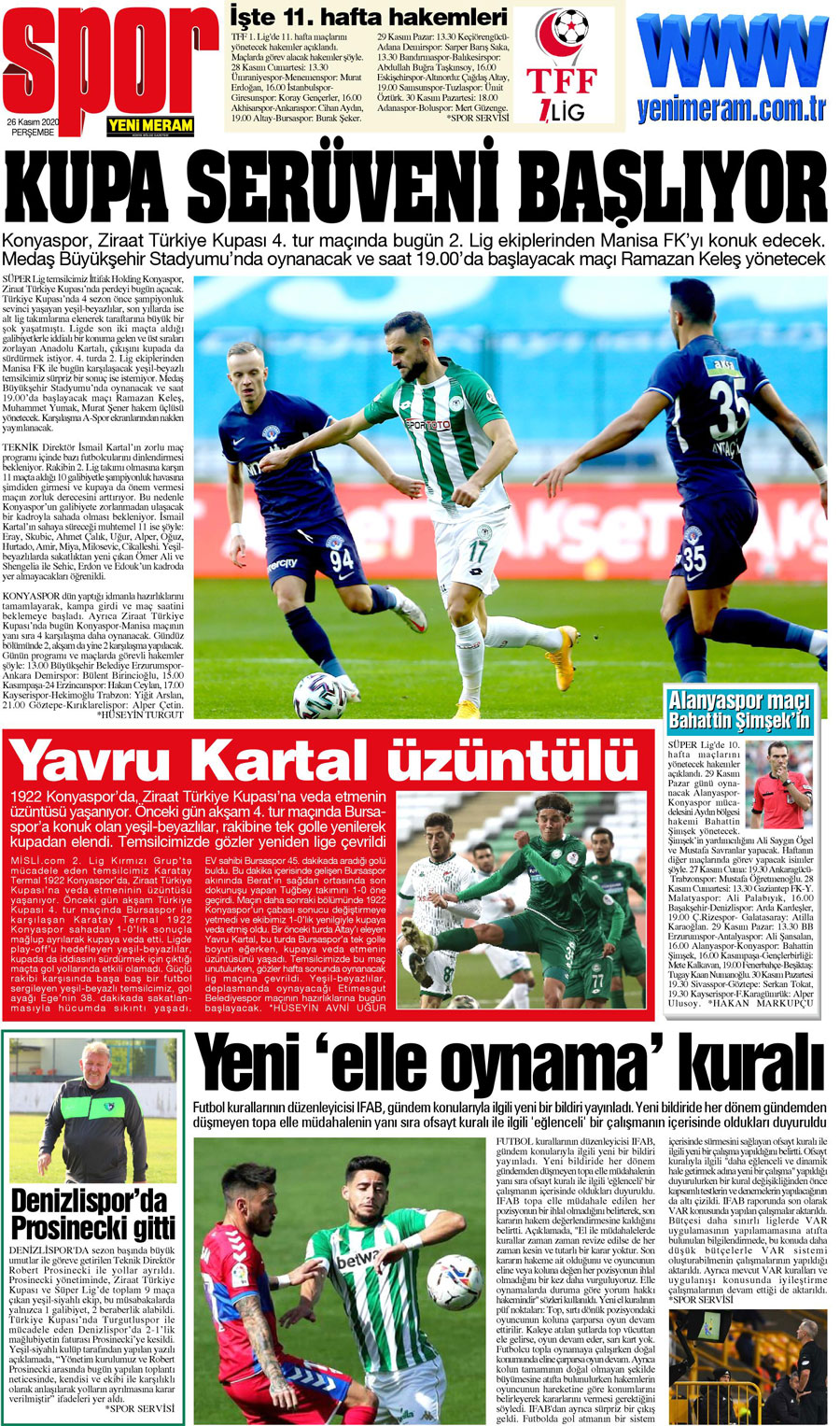 26 Kasım 2020 Yeni Meram Gazetesi