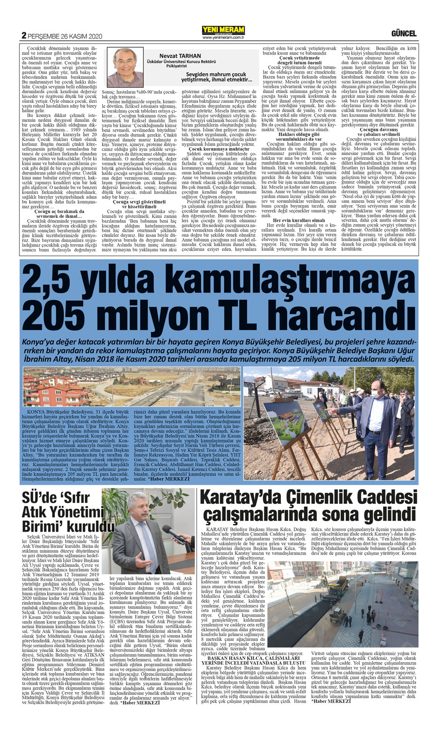 26 Kasım 2020 Yeni Meram Gazetesi