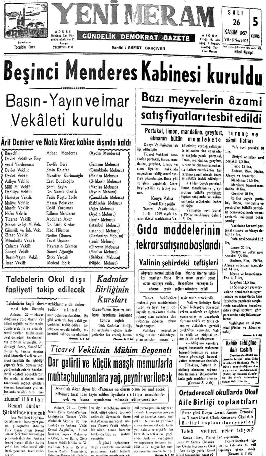 26 Kasım 2020 Yeni Meram Gazetesi