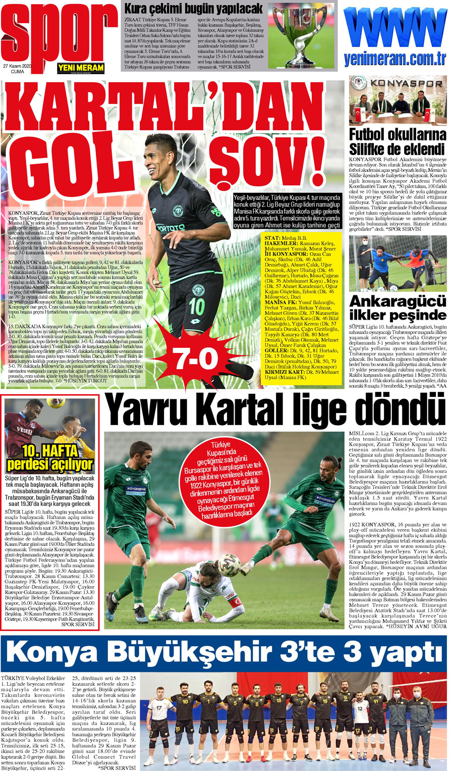 27 Kasım 2020 Yeni Meram Gazetesi