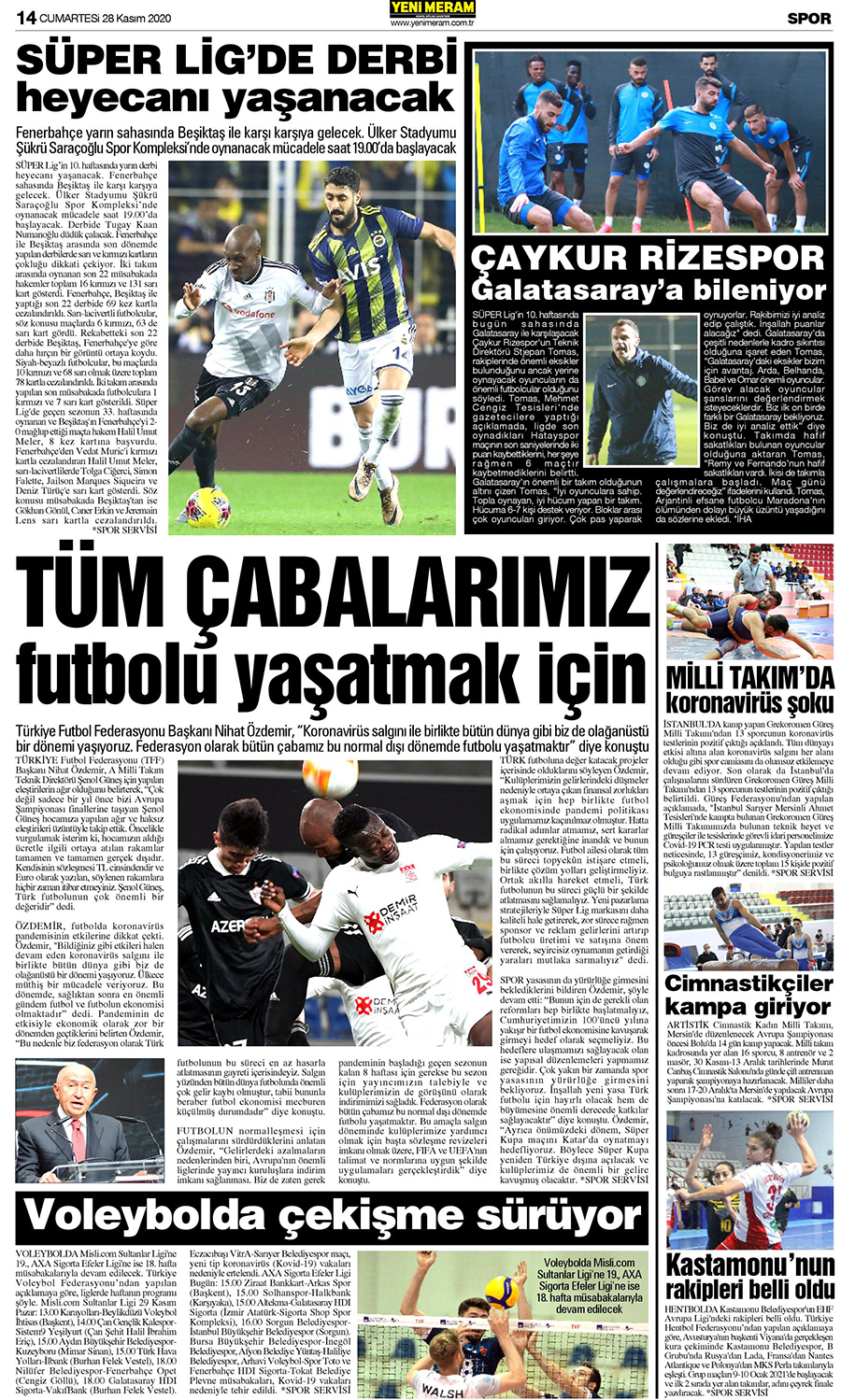 28 Kasım 2020 Yeni Meram Gazetesi