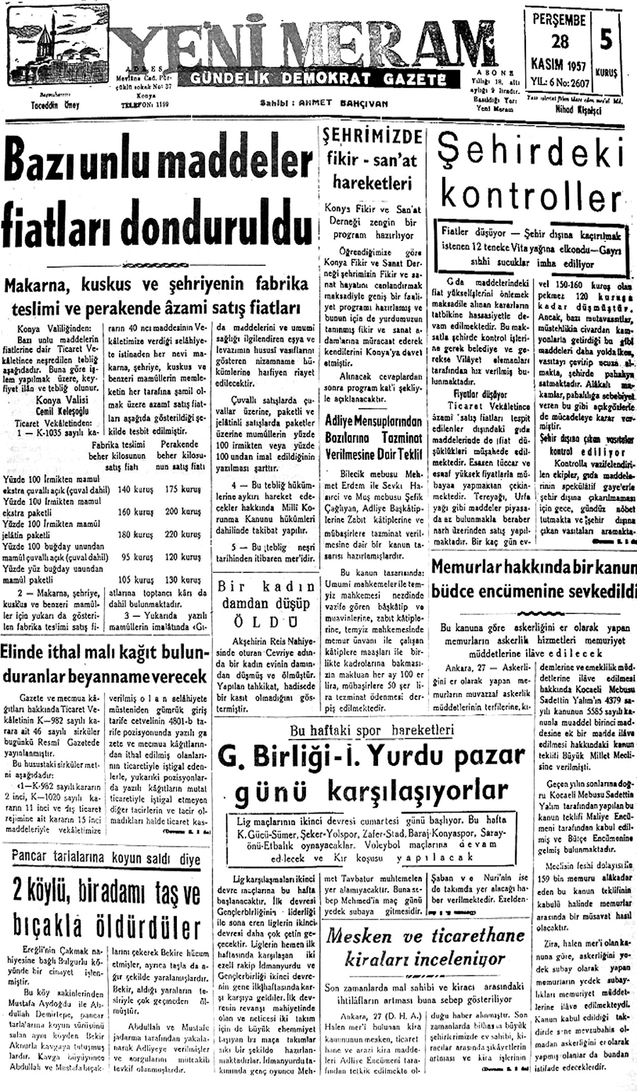 28 Kasım 2020 Yeni Meram Gazetesi