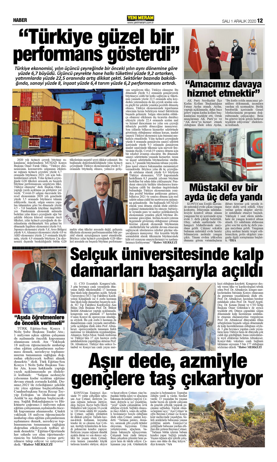 1 Aralık 2020 Yeni Meram Gazetesi