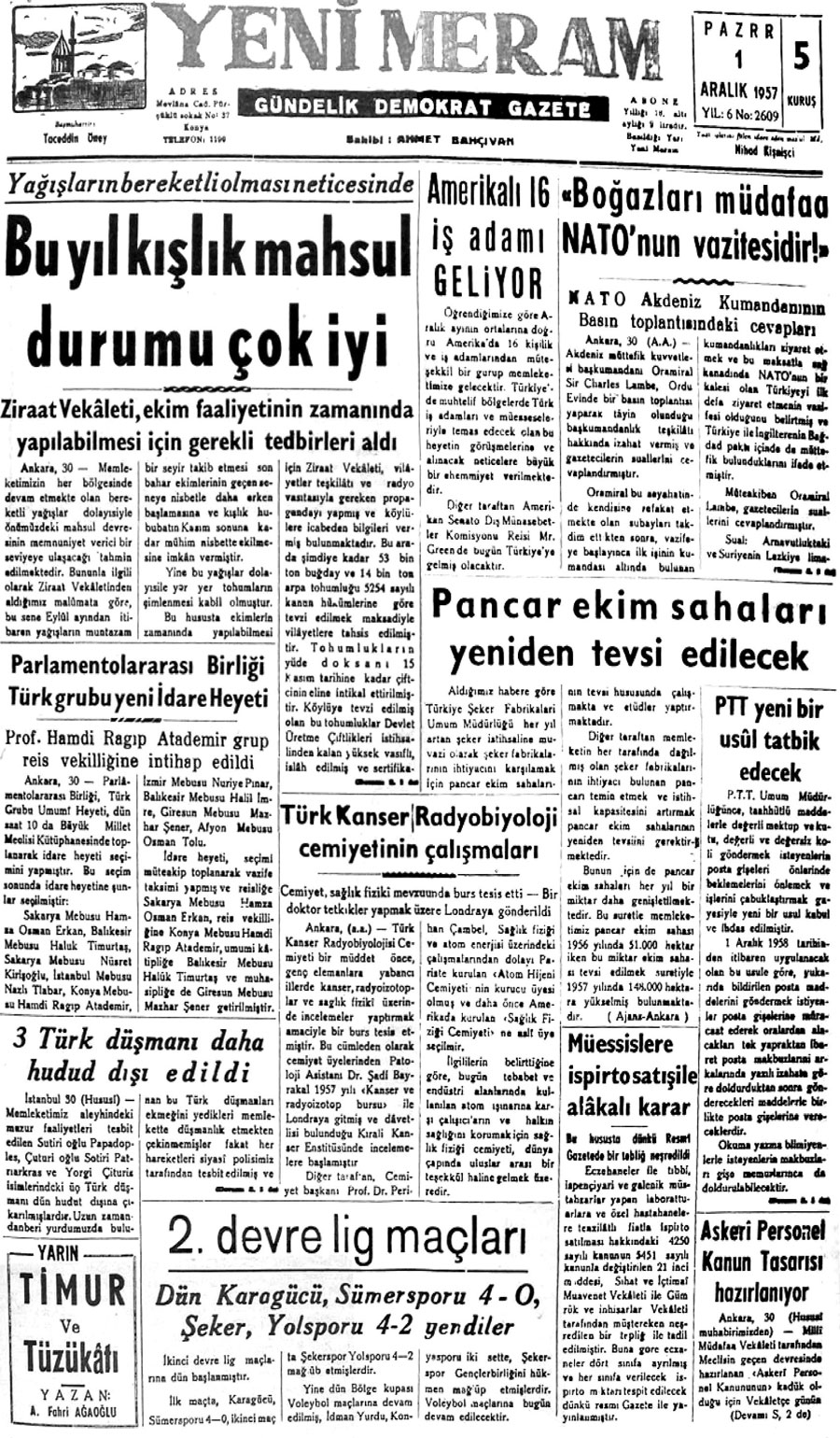 1 Aralık 2020 Yeni Meram Gazetesi