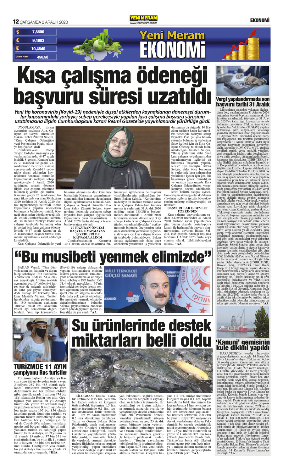 2 Aralık 2020 Yeni Meram Gazetesi