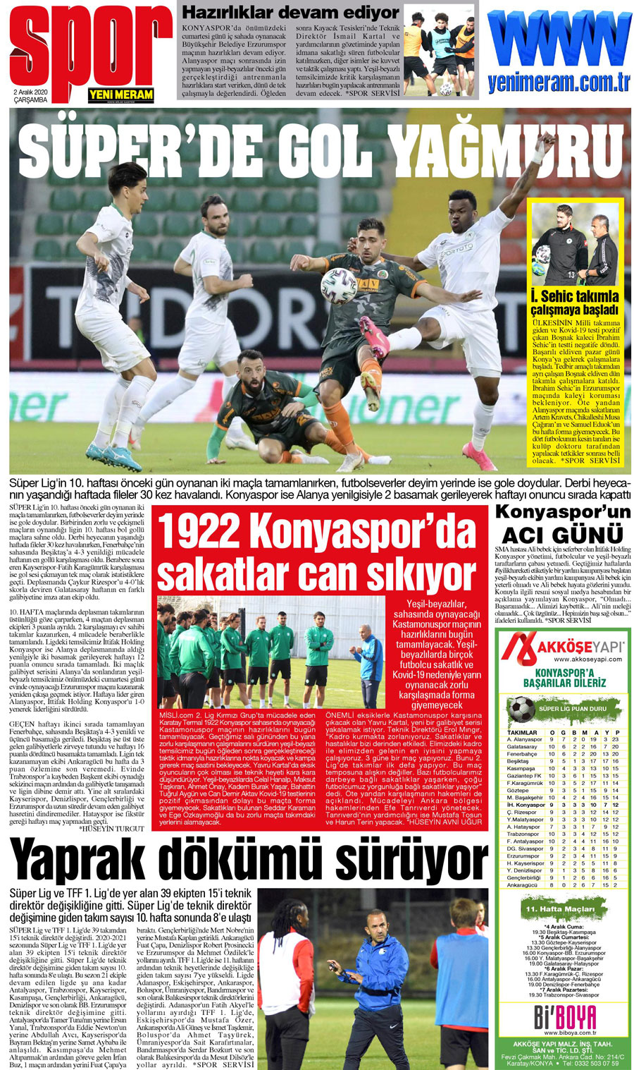 2 Aralık 2020 Yeni Meram Gazetesi