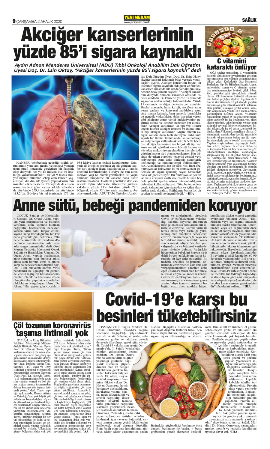 2 Aralık 2020 Yeni Meram Gazetesi