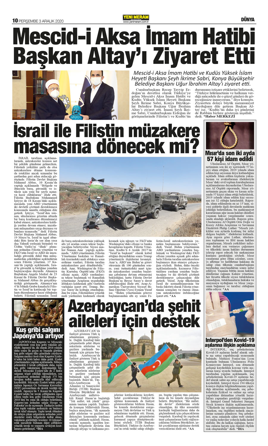 3 Aralık 2020 Yeni Meram Gazetesi