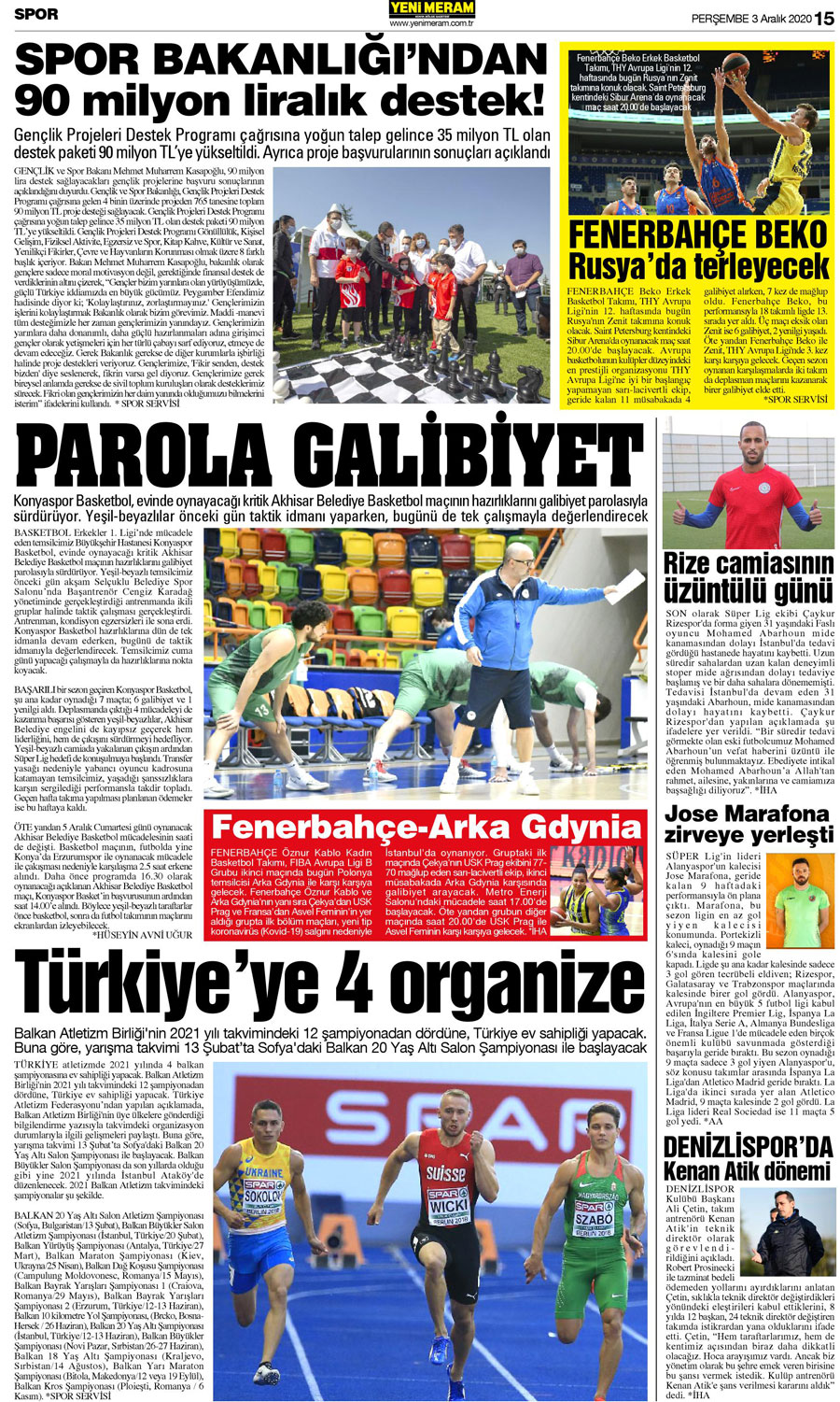 3 Aralık 2020 Yeni Meram Gazetesi